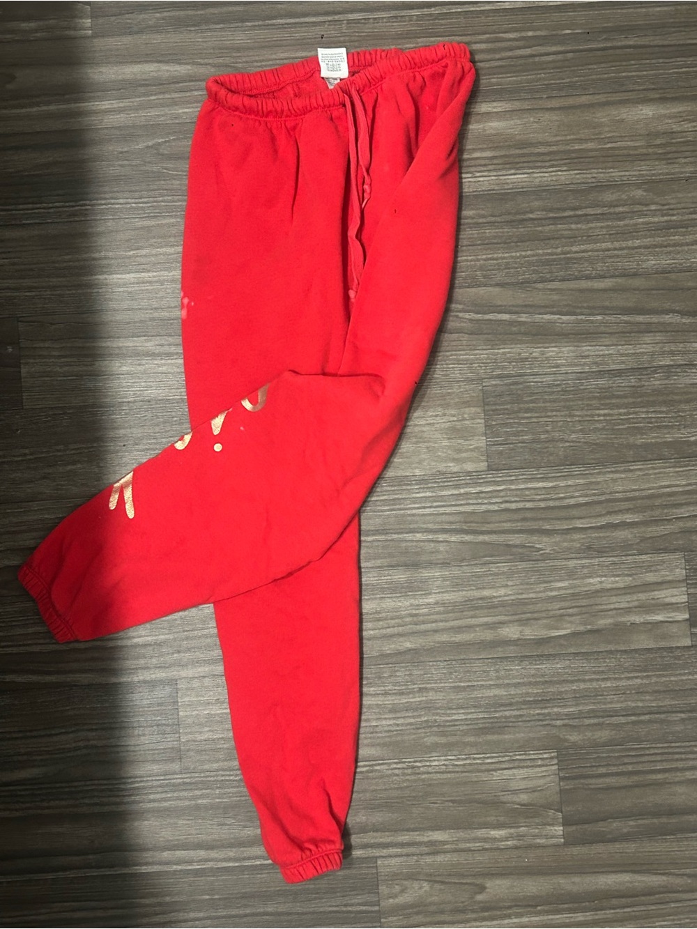 PINK Victoria's Secret Kids Red Fleece Joggers with Gold Accent